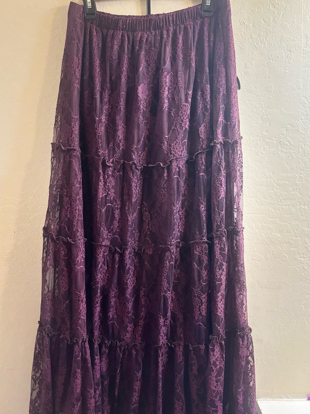 Boho Hot Topic Purple Lace Tiered Maxi Skirt